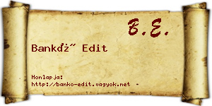 Bankó Edit névjegykártya